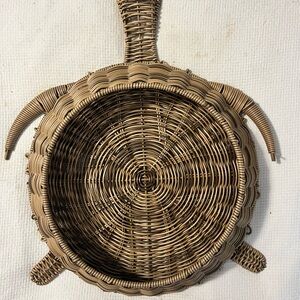 Large Brown Woven Turtle-Shaped Basket